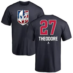 Shea Theodore Vegas Golden Knights Youth Gold Name and Number Banner Wave T-Shirt - Navy